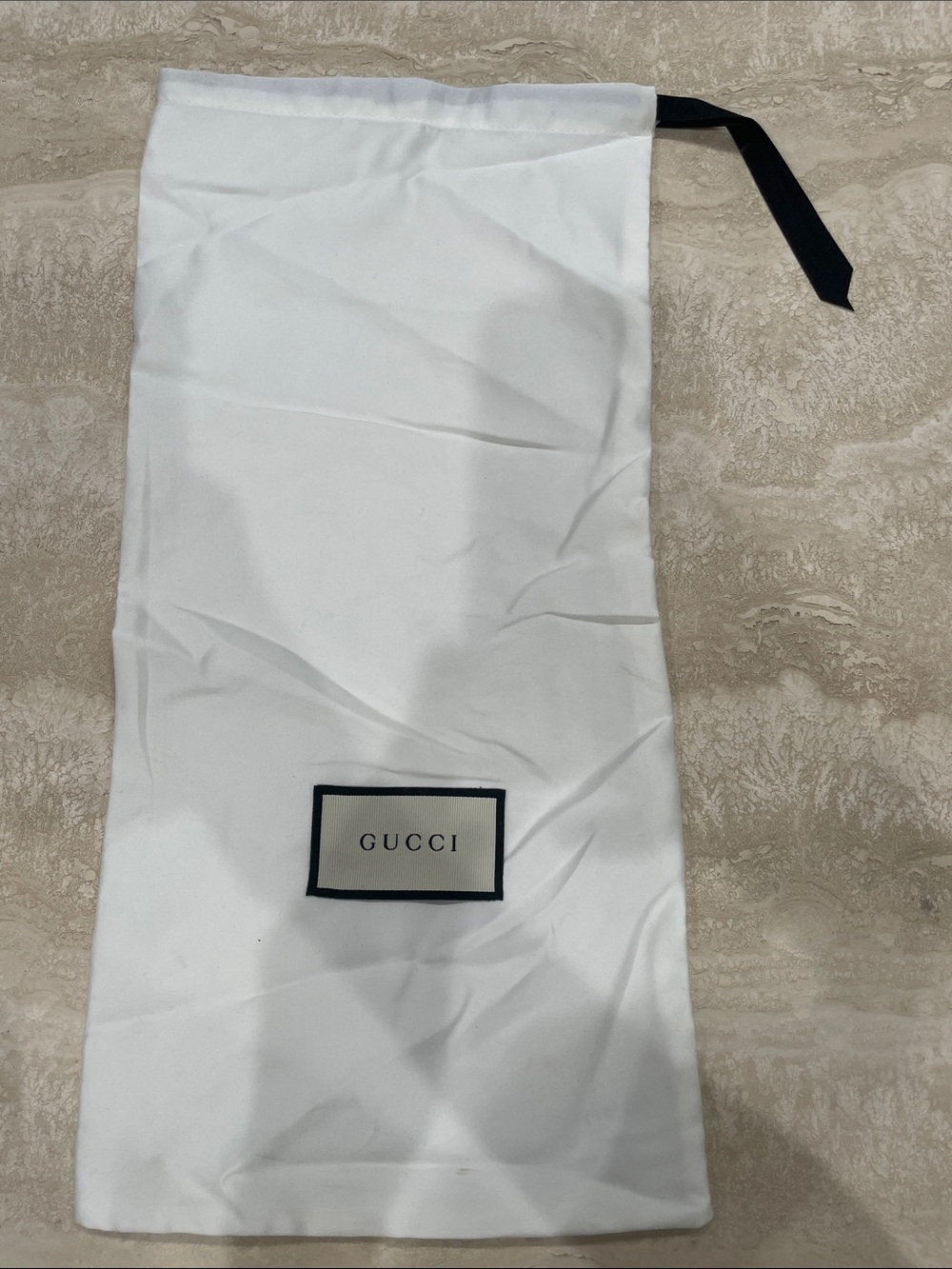 Gucci White Drawstring Dust Bag with Black Ribbon